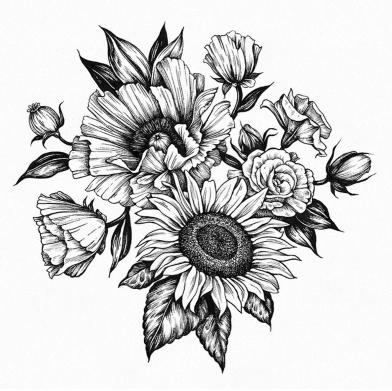 Эскизы тату цветы