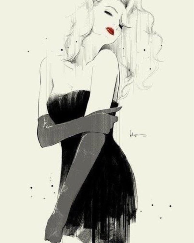 Блондинка цветными карандашами