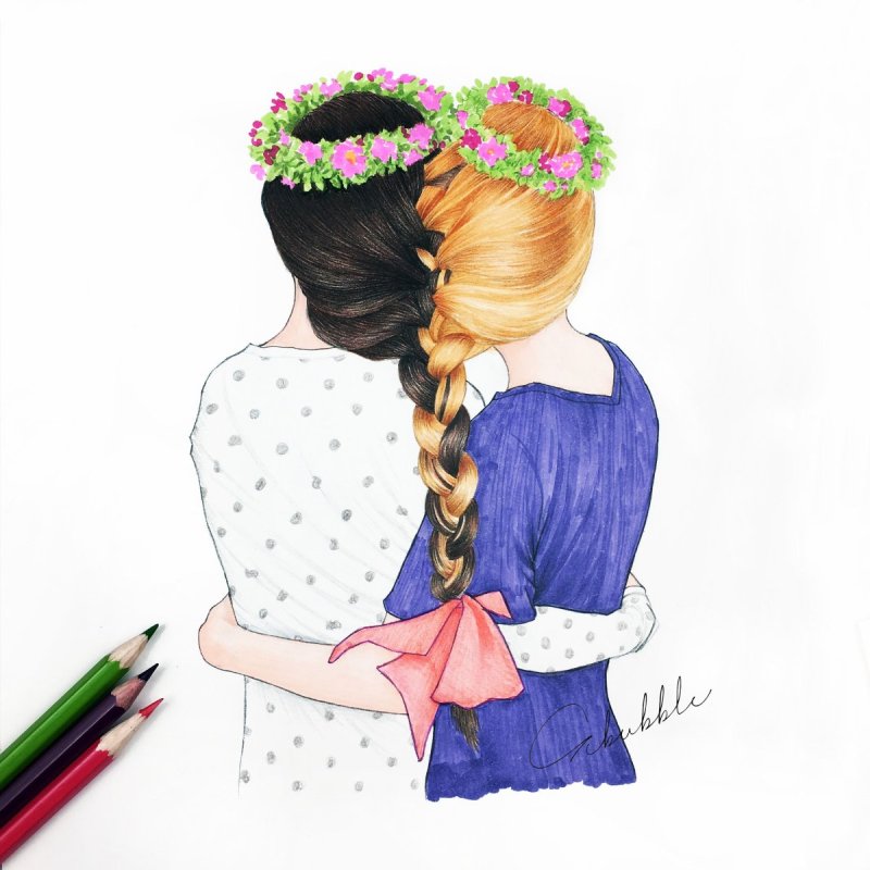 Картинки для срисовки подружки