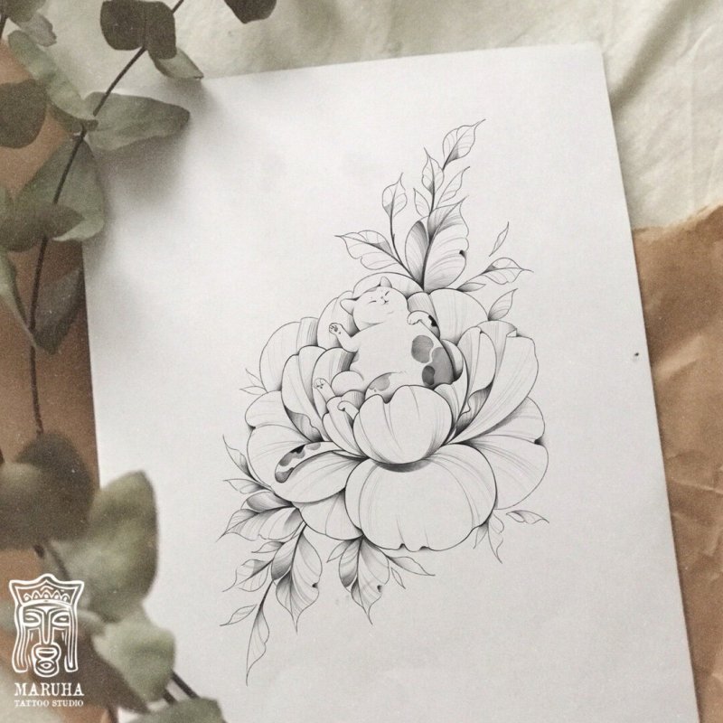 Пионы випшейдинг тату