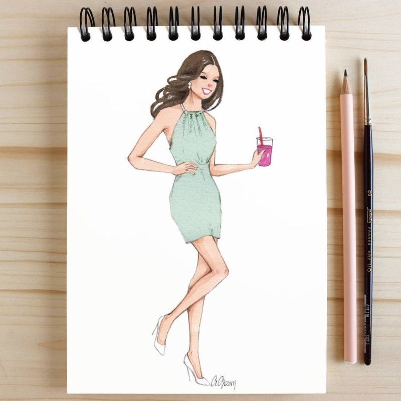 Девушка в узком платье иллюстрация