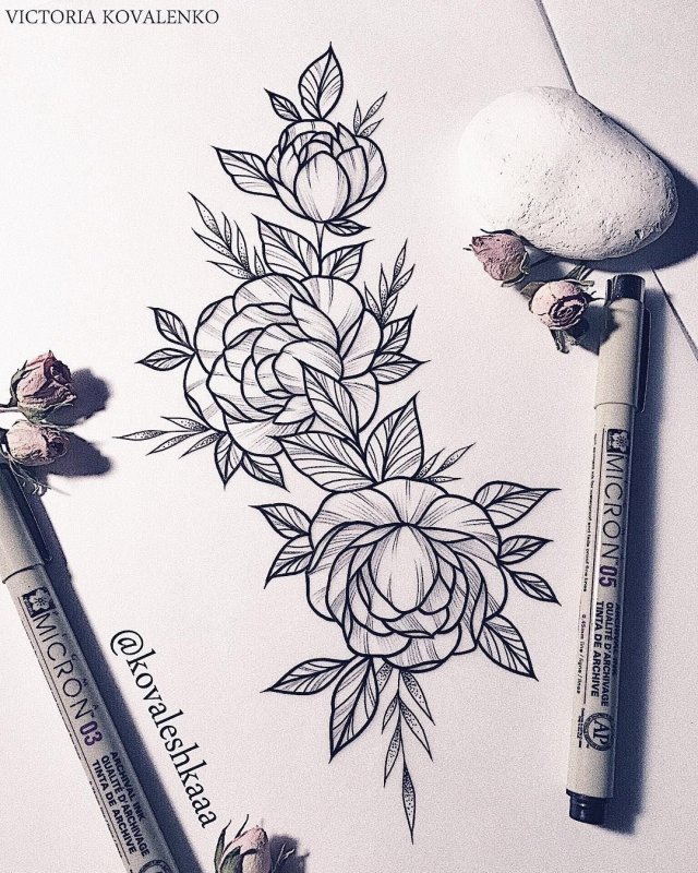 Пионы випшейдинг тату