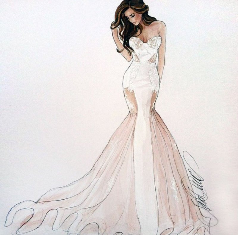 Эскиз платья углем