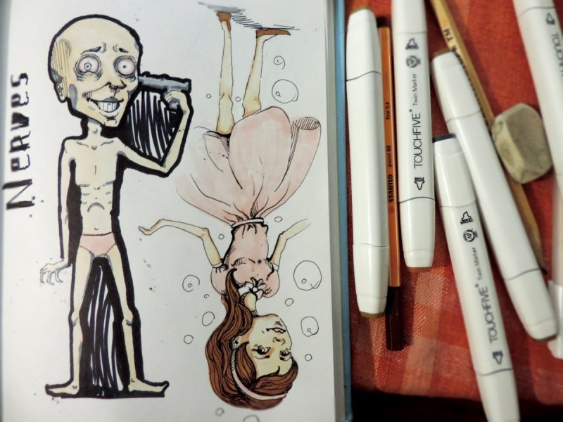 Рисование скетчей маркерами