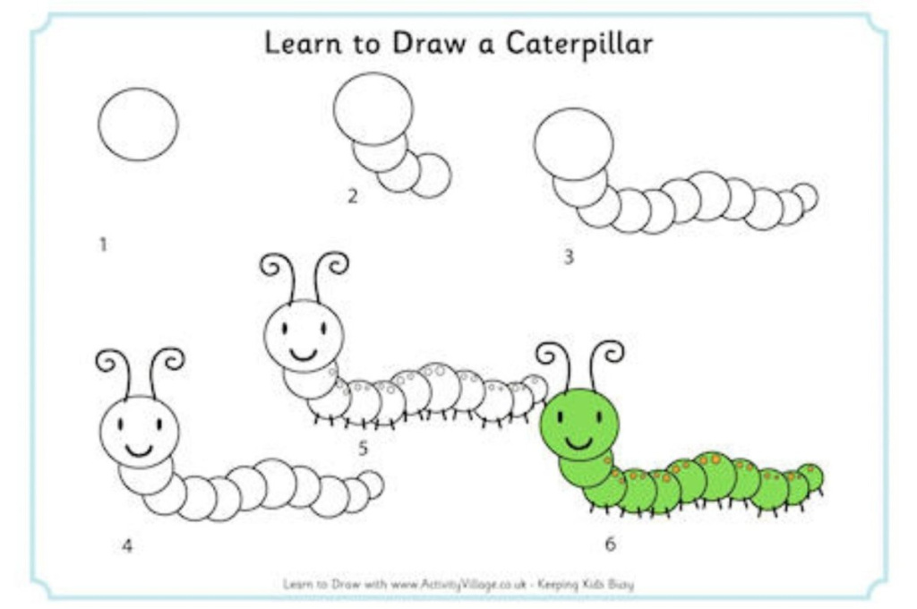Схема рисования гусеницы