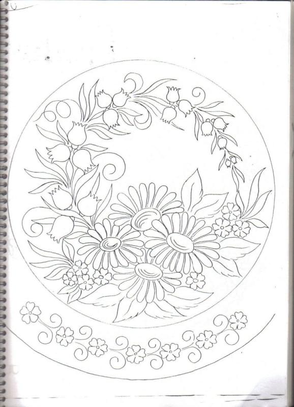 Тарелка с узорами хохломы раскраска