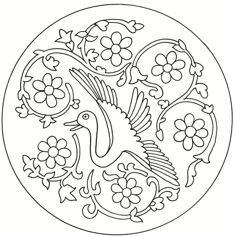 Раскраска Хохломская роспись на тарелках