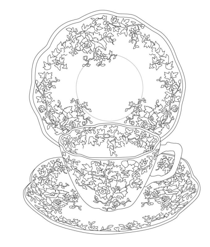 Раскраска антистресс посуда