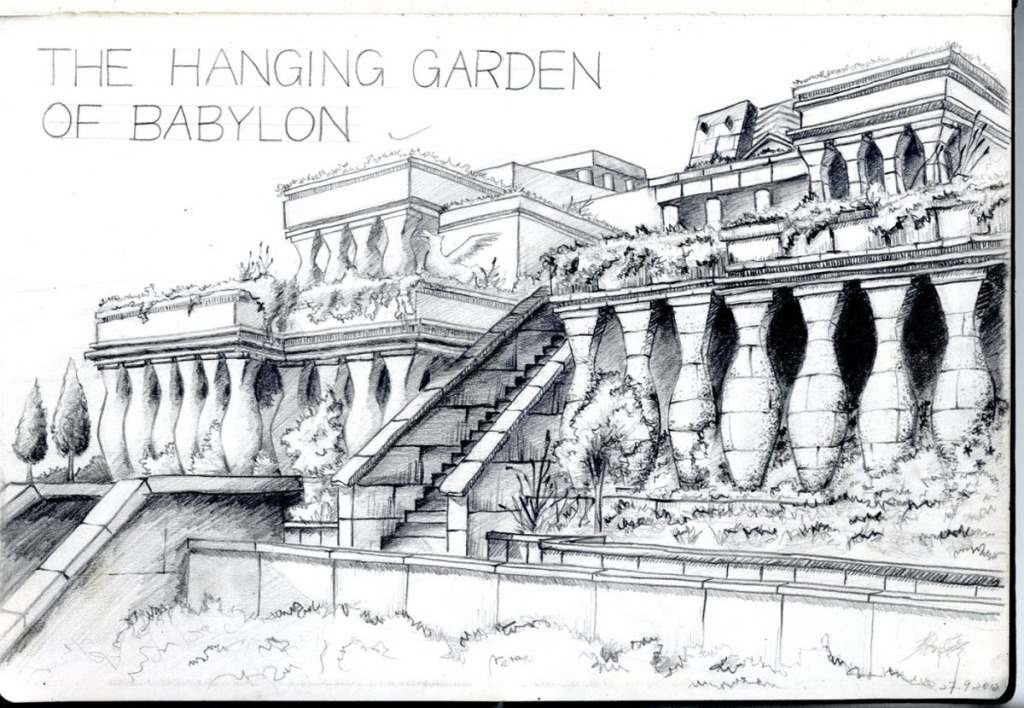 Висячие сады Семирамиды раскраска