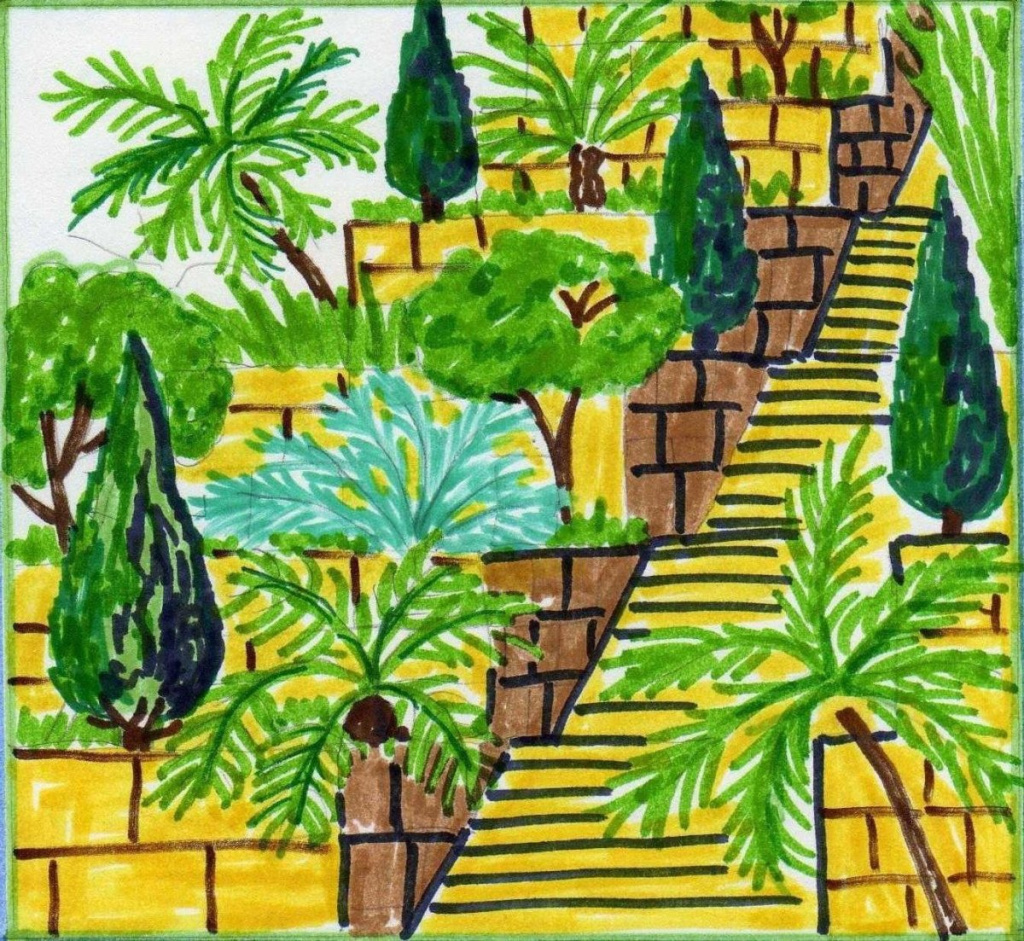 Висячие сады Семирамиды раскраска