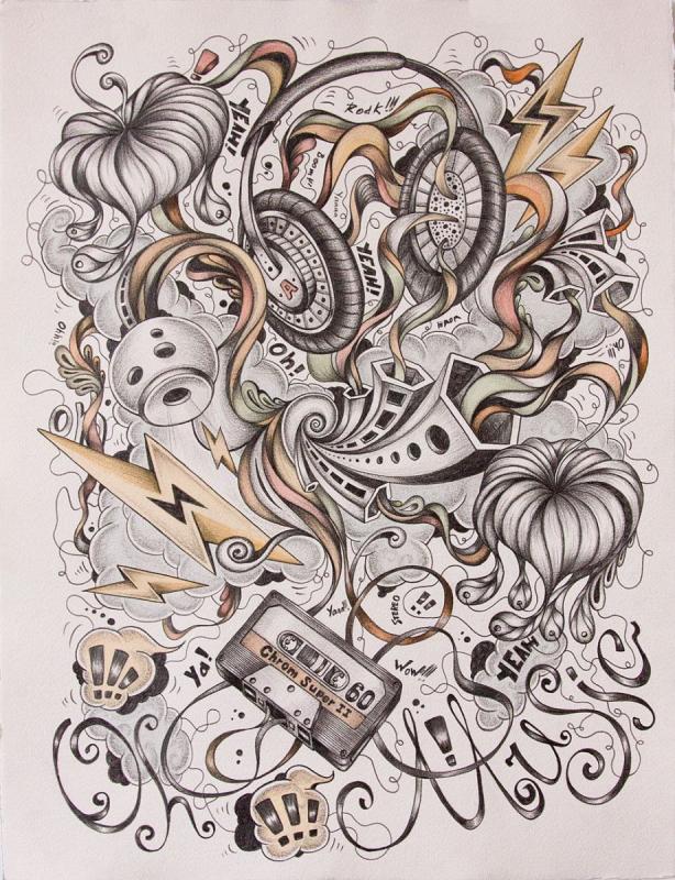 Дудлинг на стене