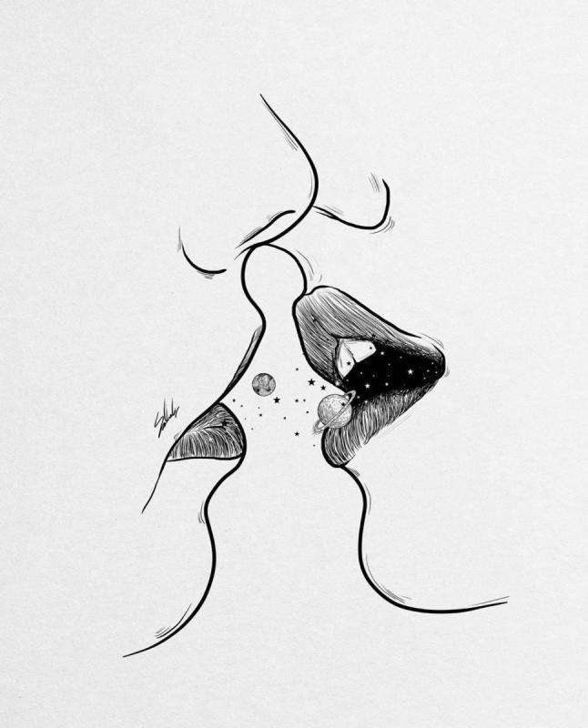 Девушка одной линией