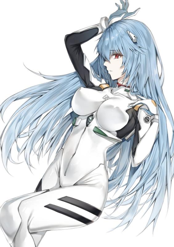 Рей с длинными волосами Евангелион