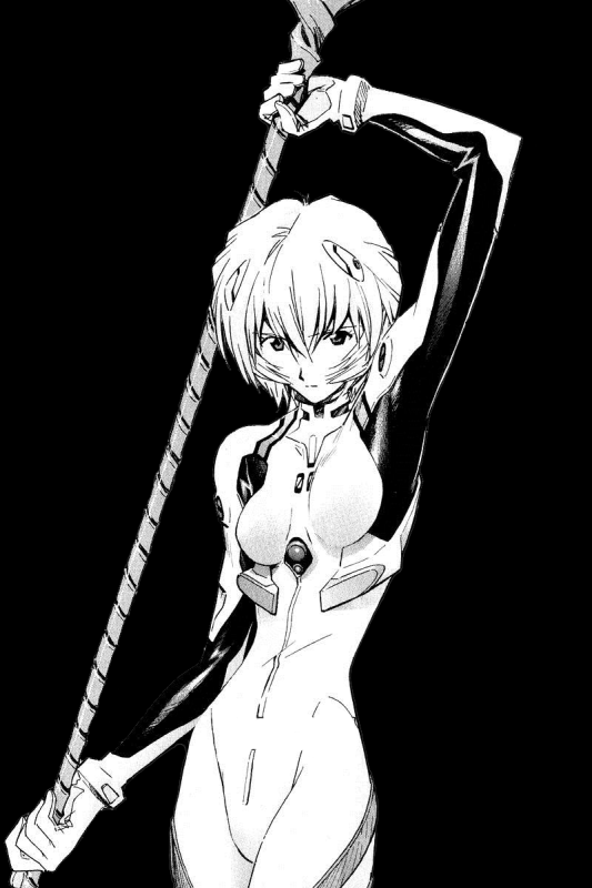 Рей Евангелион черно белая