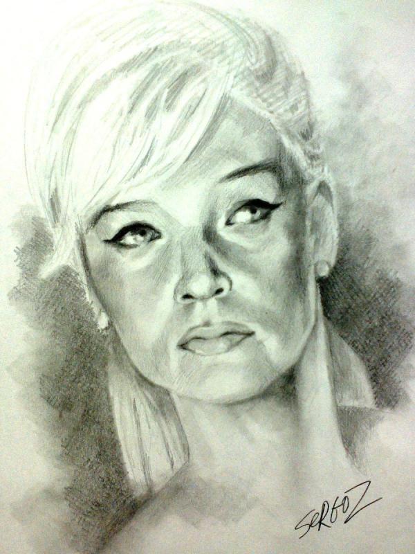 Селена Гомес портрет карандашом