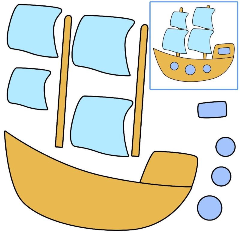 Кораблик аппликация из бумаги