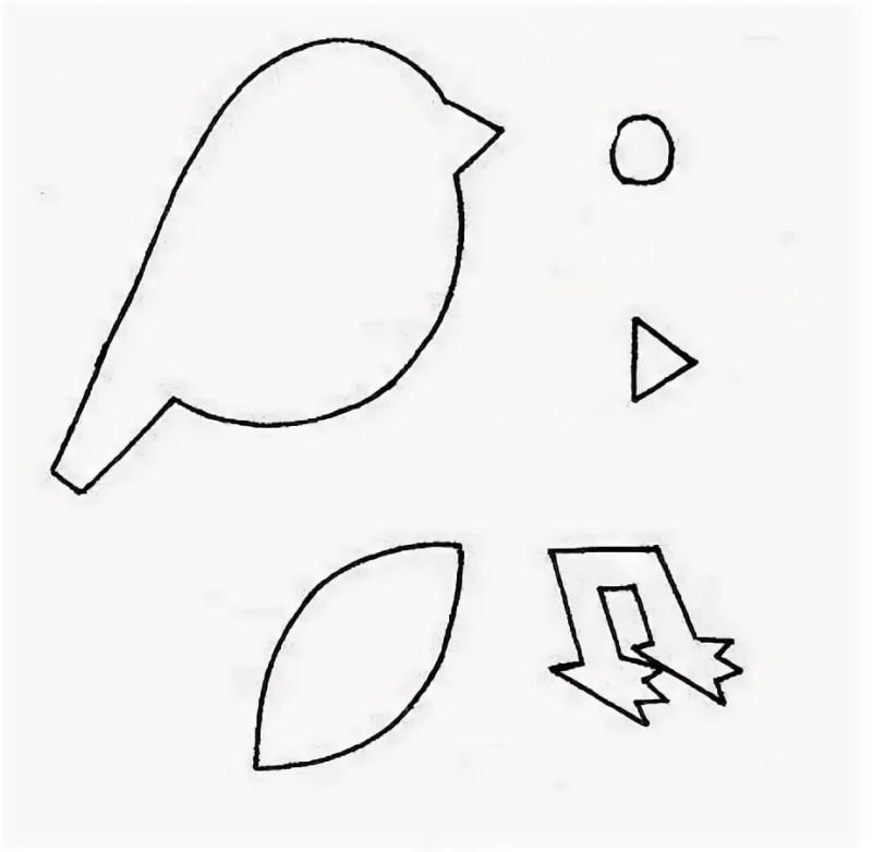 Трафарет снегиря для аппликации в старшей группе