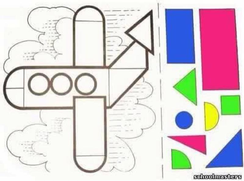 Аппликация из геометрических фигур самолет