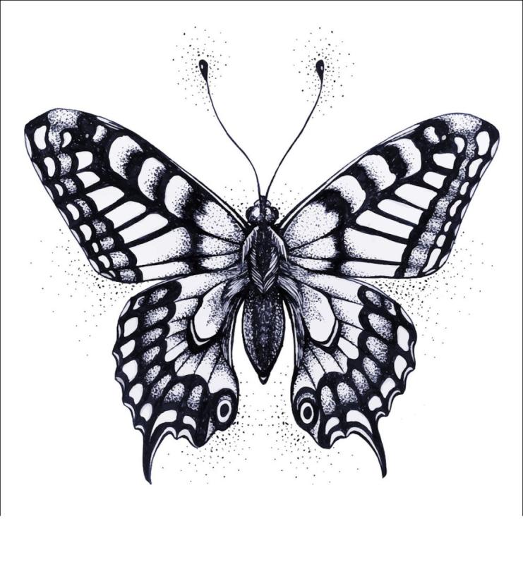 Бабочка тату эскиз