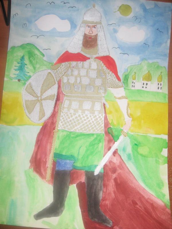 Добрыня Никитич с мечом и щитом