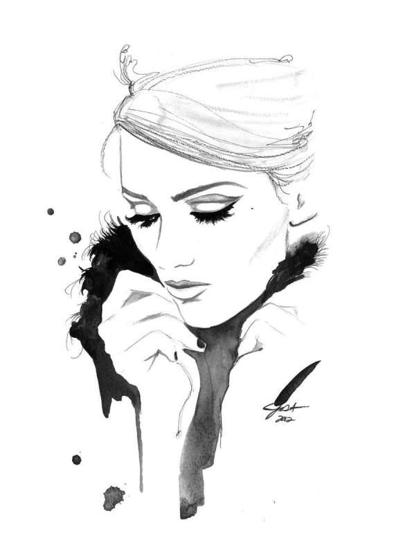 Черно белые рисунки девушек