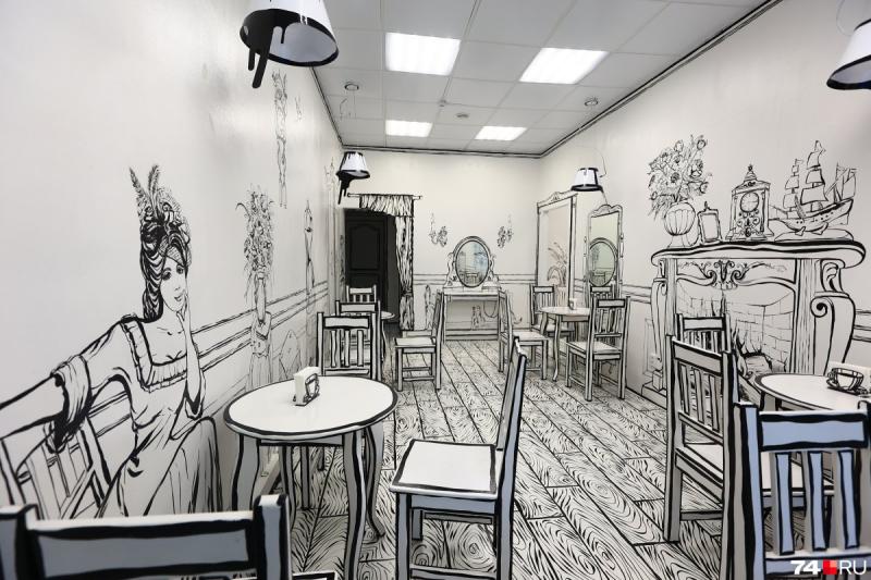 Нарисовать интерьер кафе