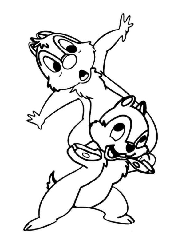 Раскраска чип и Дейл на самолете