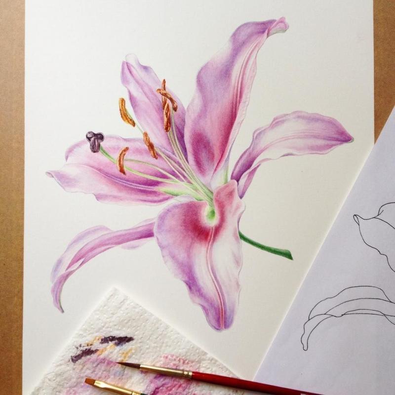 Тату Лилия эскиз Минимализм