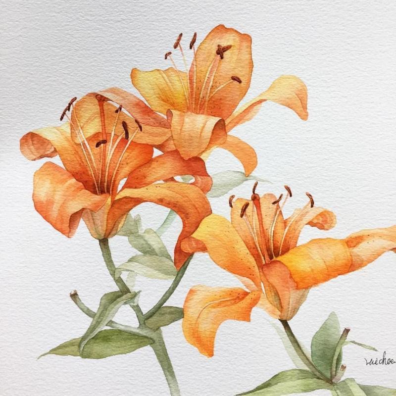Лилии набросок акварелью