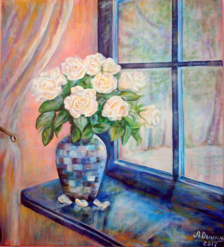 Натюрморт цветы на окне