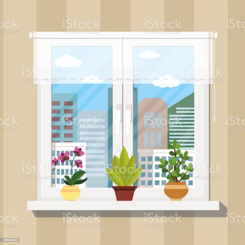 Нарисовать окно с подоконником