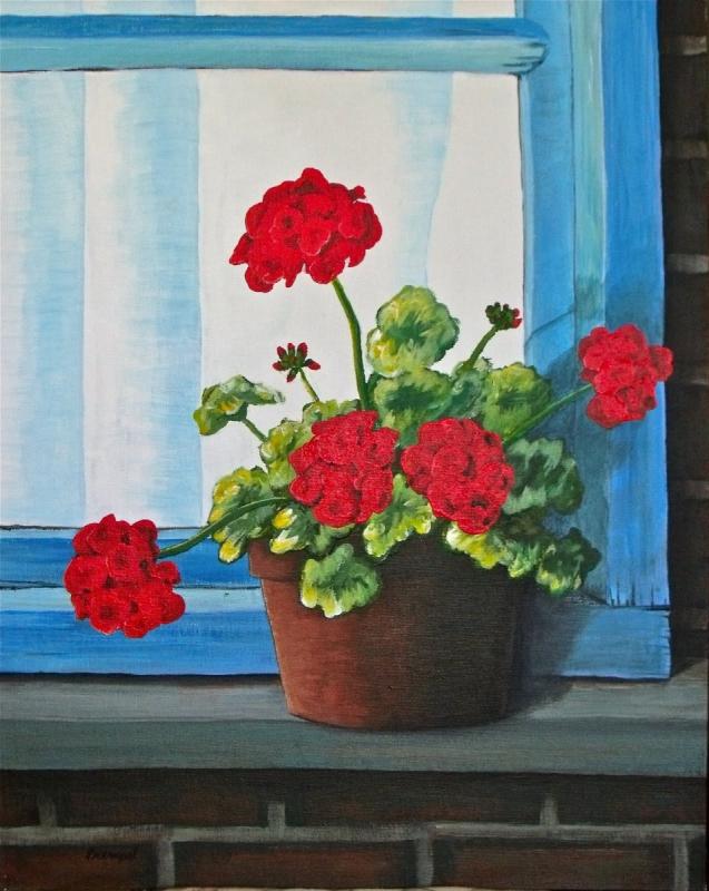 Герань на подоконнике