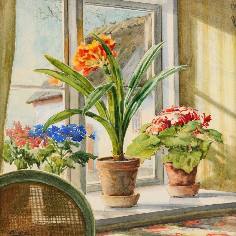 Цветочная акварели Великой княгини Ольги Александровны Романовой.