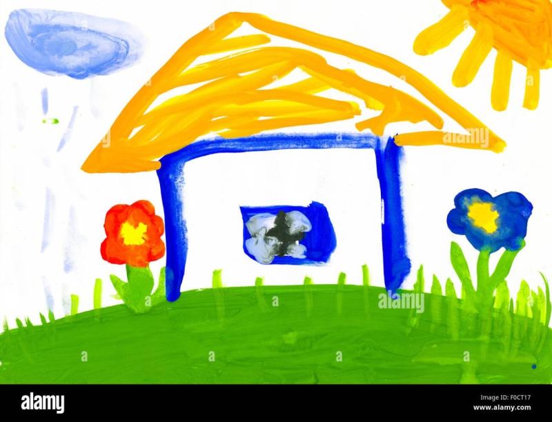 Домик красками для детей