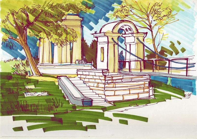 Исакиевский собор отмывка акварель