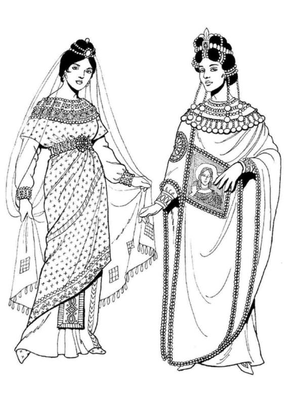 Девушка в платье раскраска