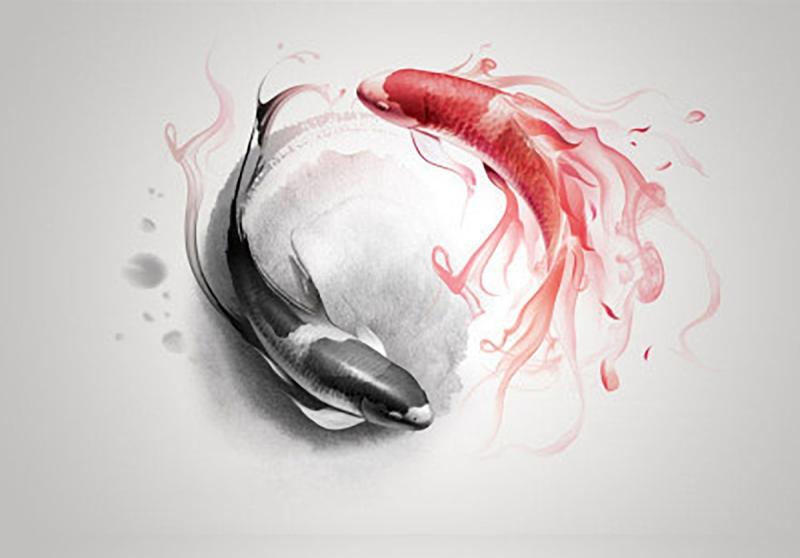 Рыбки кои Инь Янь