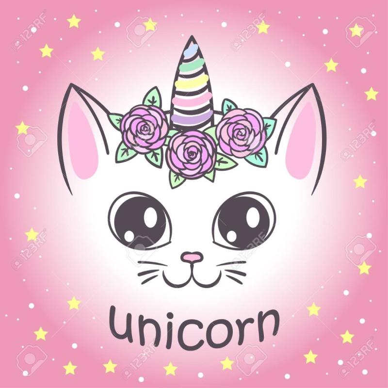 Раскраска кот Единорог с крыльями