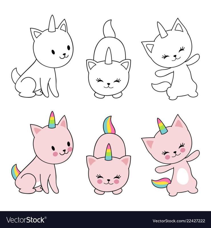 Раскраска котик единорожек
