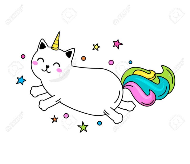 Раскраска для девочек Единорожка котик