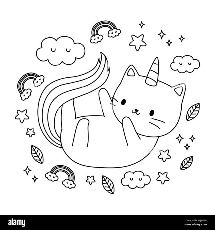Кошка Единорог раскраска
