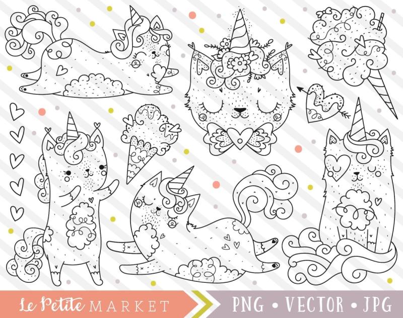 Раскраска для девочек кошечки Единорожки