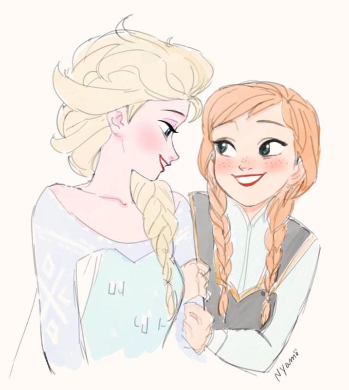 Рисунки для срисовки карандашом Эльза и Анна