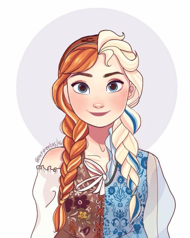 Эльза и Анна рисунок легкие