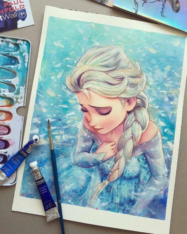 Эльза акварель