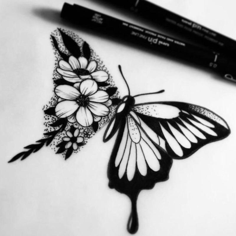 Бабочка тату эскиз