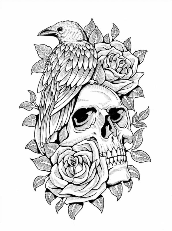 Тату ворона эскизы