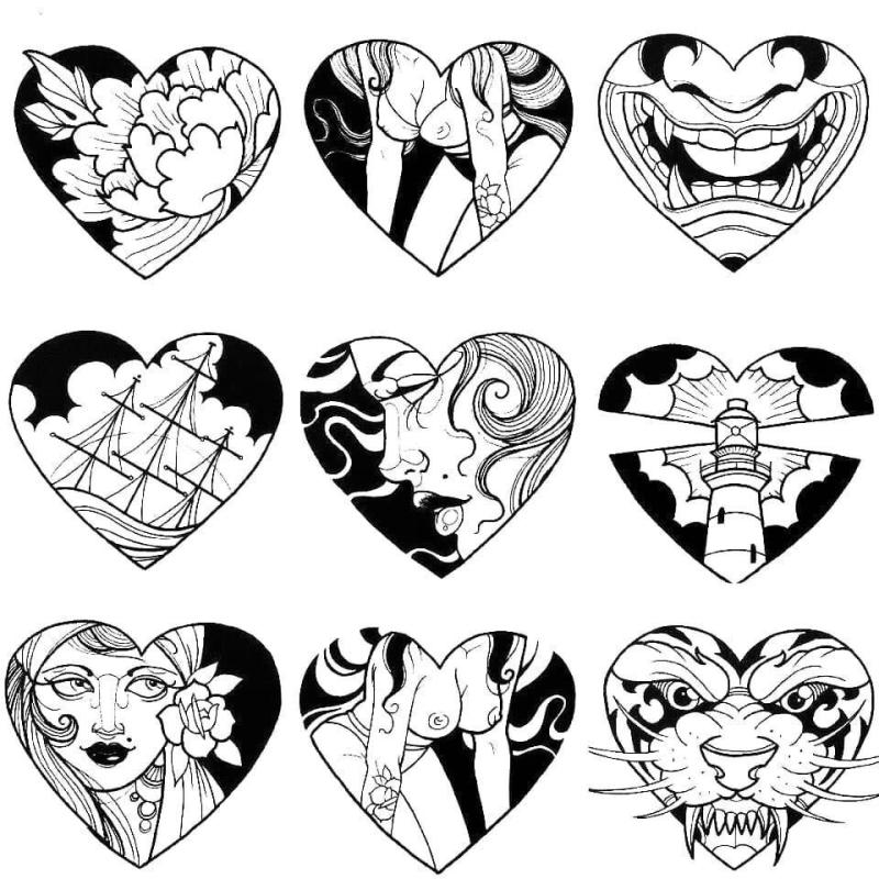 Сердечко тату эскиз