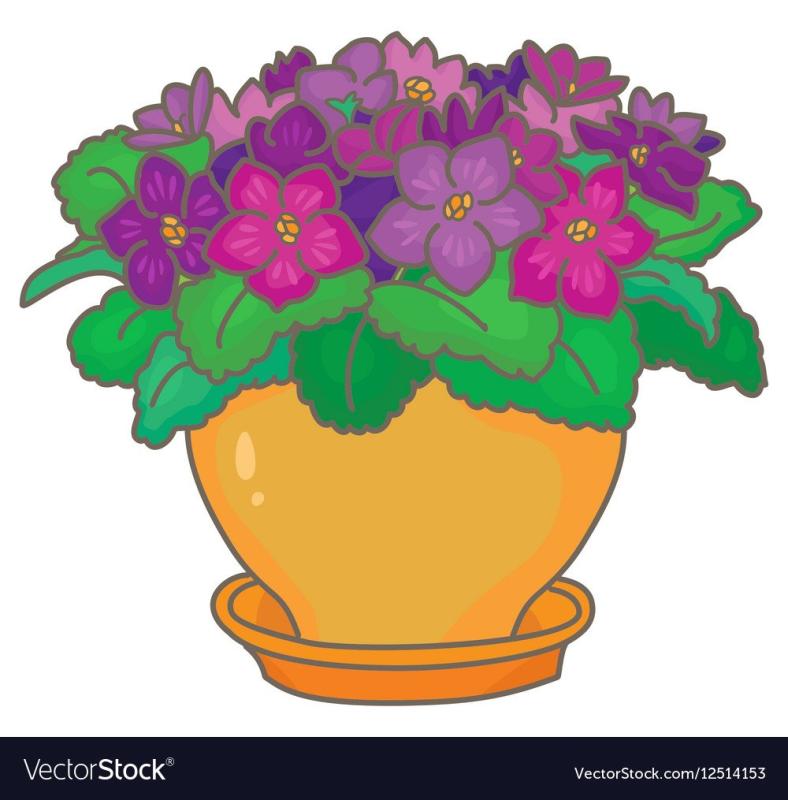 Рисование фиалка в горшке