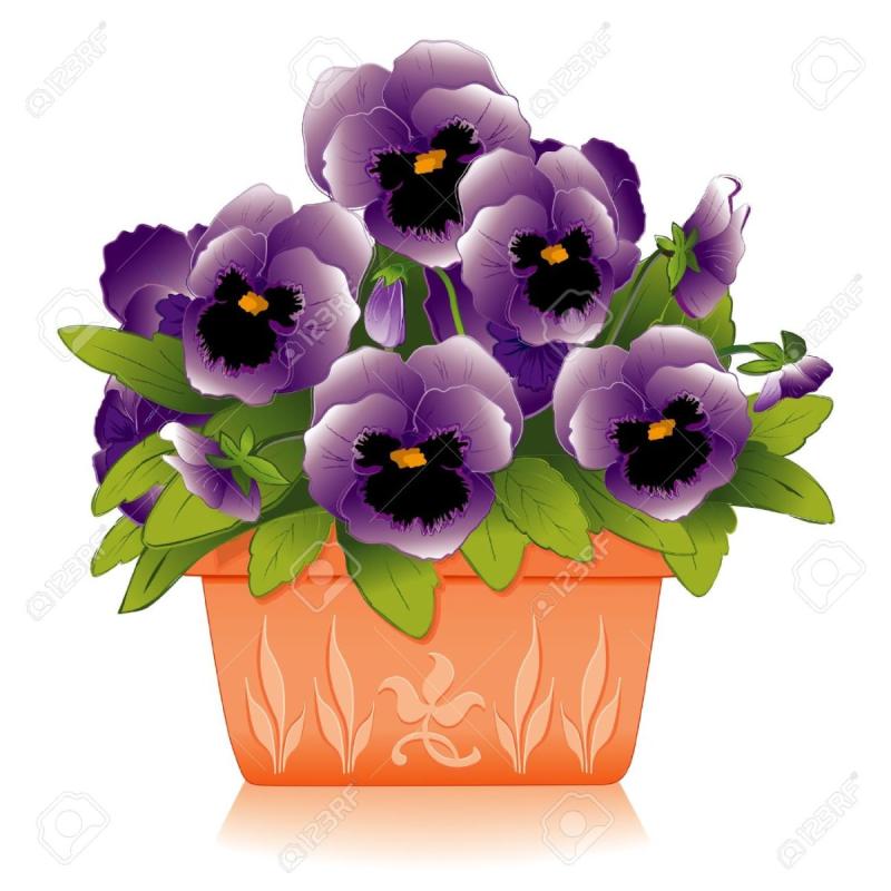 Трафарет фиалка в горшке